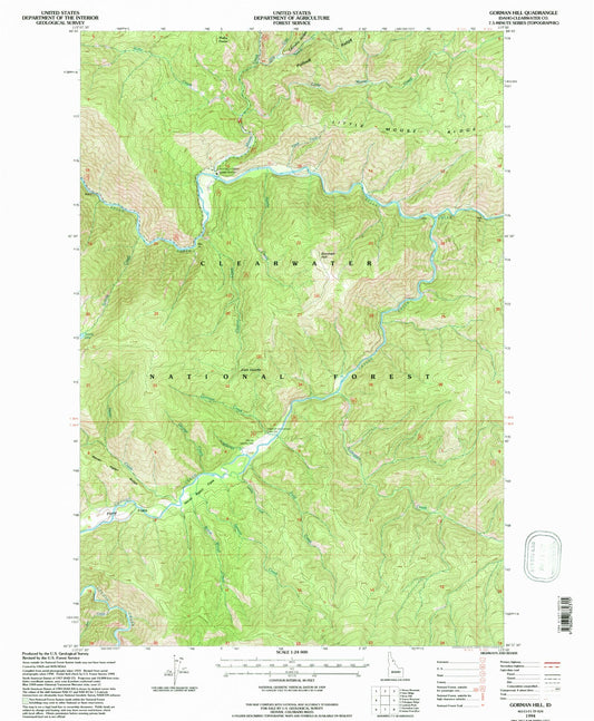 Classic USGS Gorman Hill Idaho 7.5'x7.5' Topo Map Image