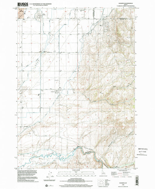 Classic USGS Goshen Idaho 7.5'x7.5' Topo Map Image