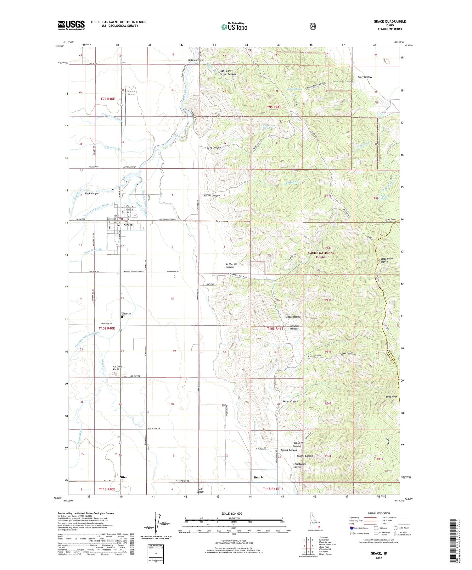 Grace Idaho US Topo Map Image