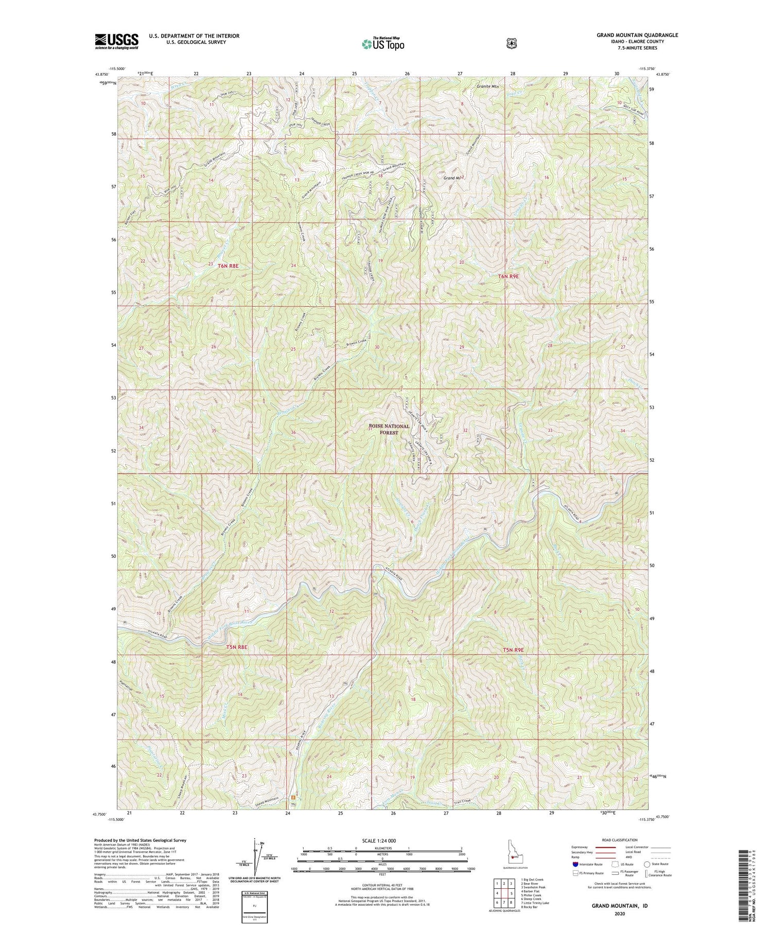 Grand Mountain Idaho US Topo Map Image