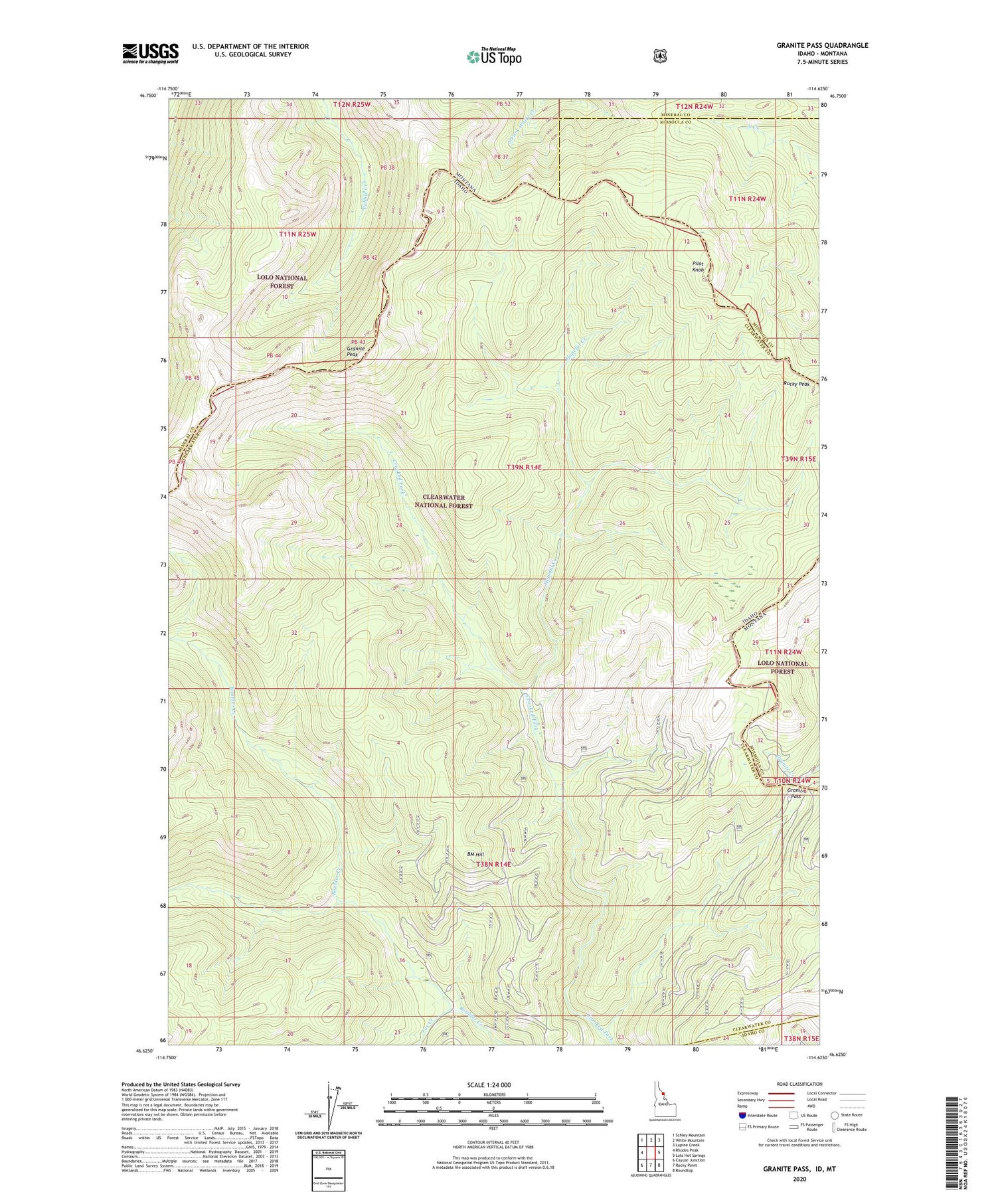 Granite Pass Idaho US Topo Map Image