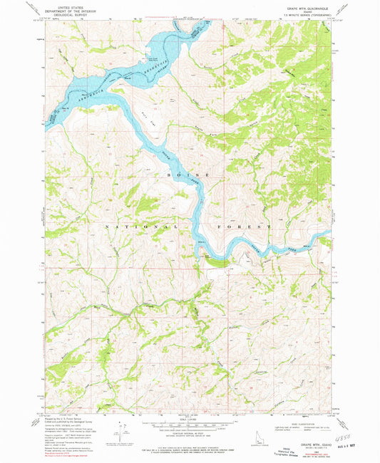 Classic USGS Grape Mountain Idaho 7.5'x7.5' Topo Map Image