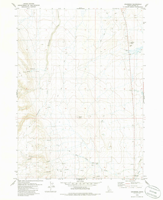 Classic USGS Grasmere Idaho 7.5'x7.5' Topo Map Image