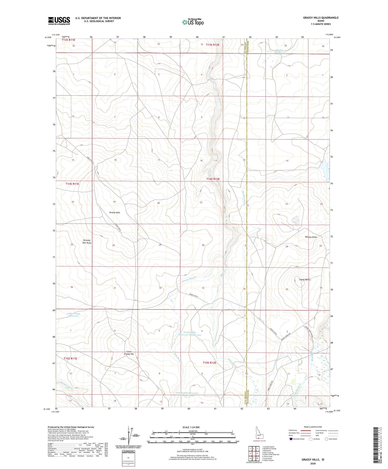 Grassy Hills Idaho US Topo Map Image