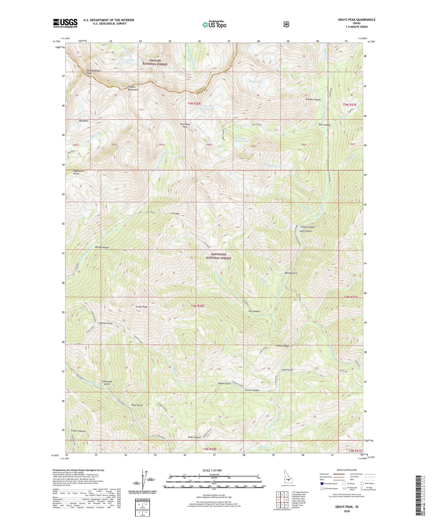 Grays Peak Idaho US Topo Map Image