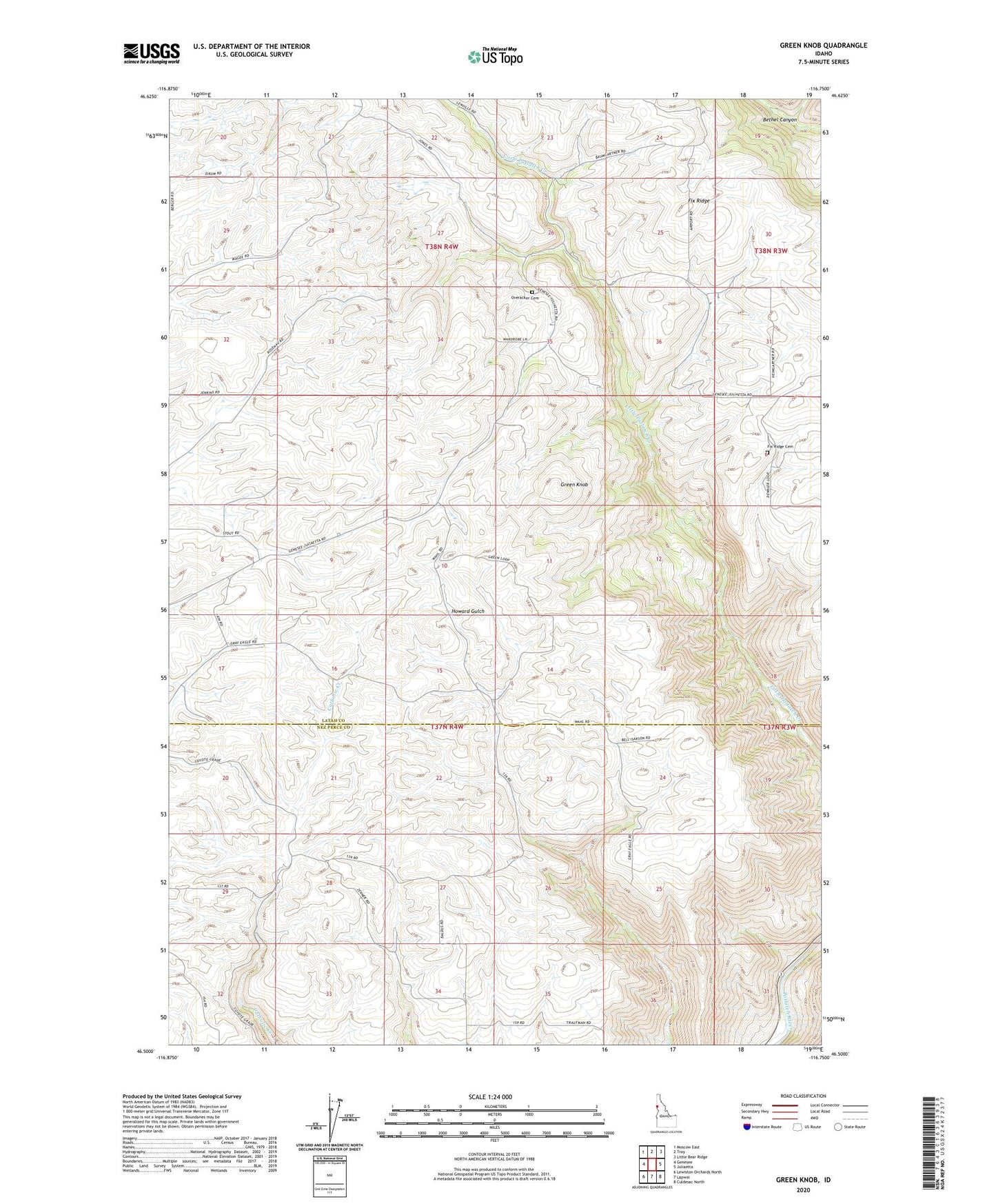 Green Knob Idaho US Topo Map Image