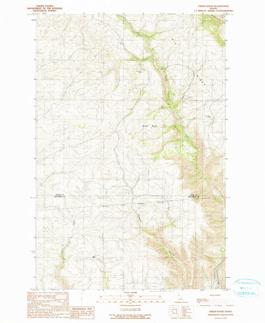 Classic USGS Green Knob Idaho 7.5'x7.5' Topo Map Image