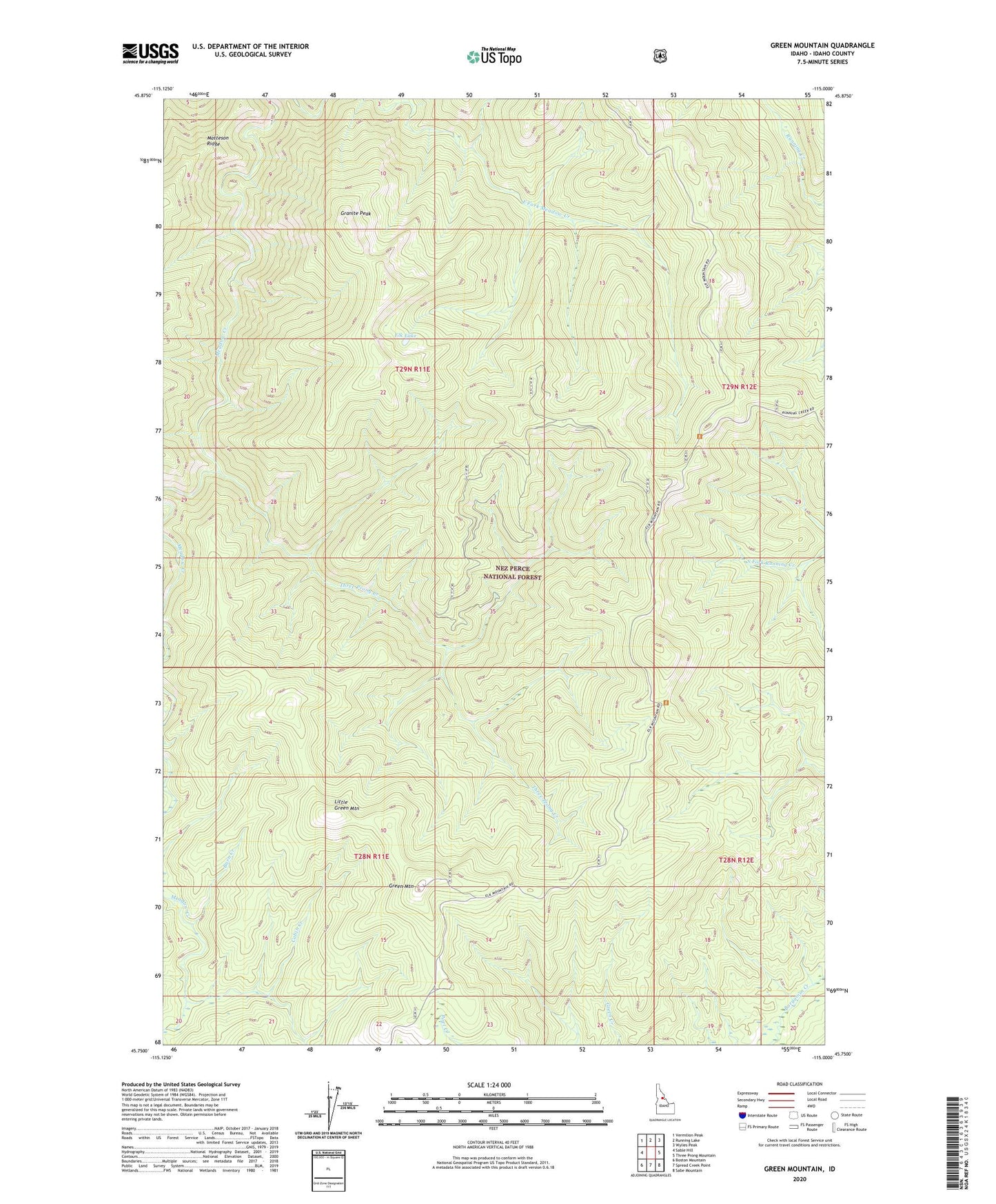 Green Mountain Idaho US Topo Map Image