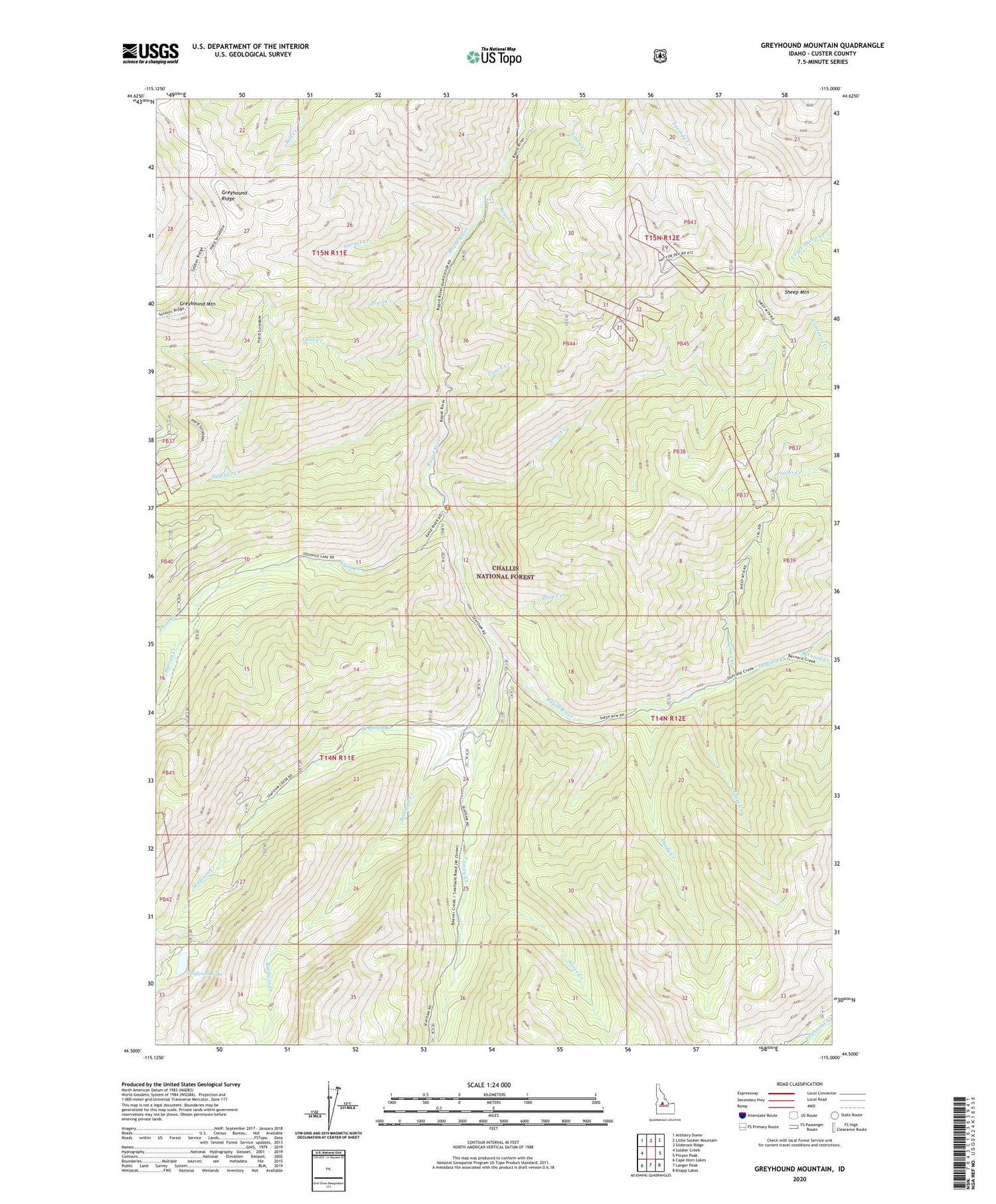 Greyhound Mountain Idaho US Topo Map Image