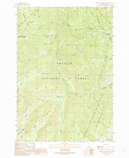 Classic USGS Greyhound Mountain Idaho 7.5'x7.5' Topo Map Image