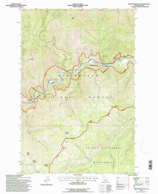 Classic USGS Greystone Butte Idaho 7.5'x7.5' Topo Map Image