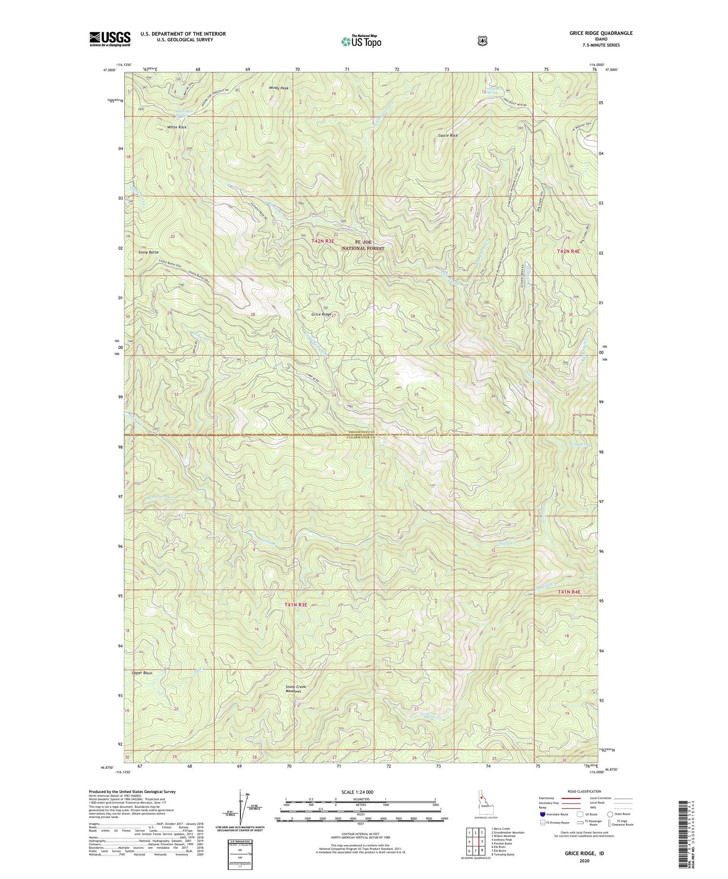 Grice Ridge Idaho US Topo Map Image