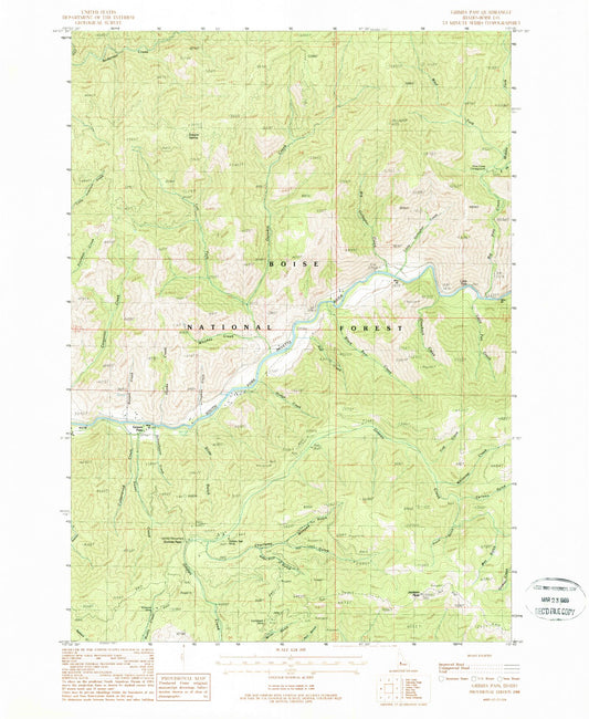Classic USGS Grimes Pass Idaho 7.5'x7.5' Topo Map Image