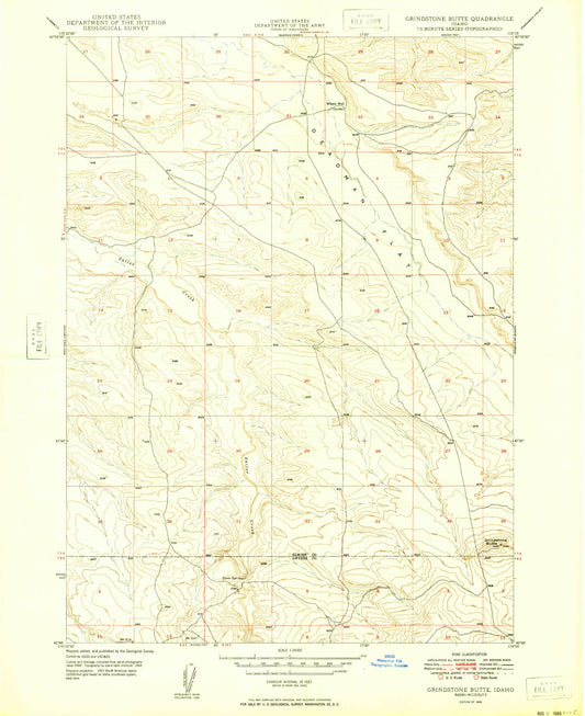 Classic USGS Grindstone Butte Idaho 7.5'x7.5' Topo Map Image