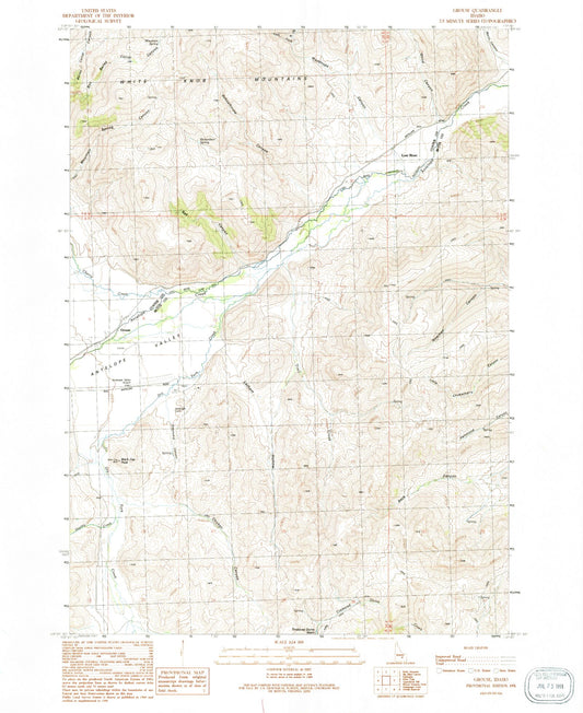 Classic USGS Grouse Idaho 7.5'x7.5' Topo Map Image