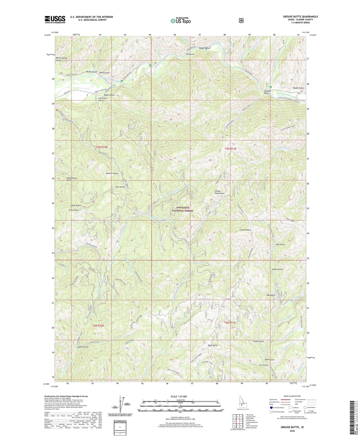 Grouse Butte Idaho US Topo Map Image