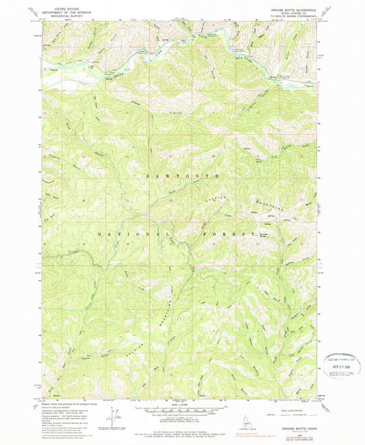 Classic USGS Grouse Butte Idaho 7.5'x7.5' Topo Map Image