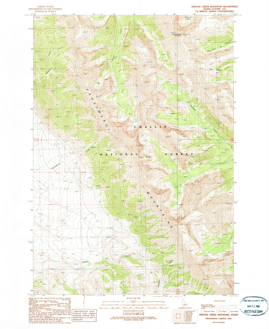 Classic USGS Grouse Creek Mountain Idaho 7.5'x7.5' Topo Map Image