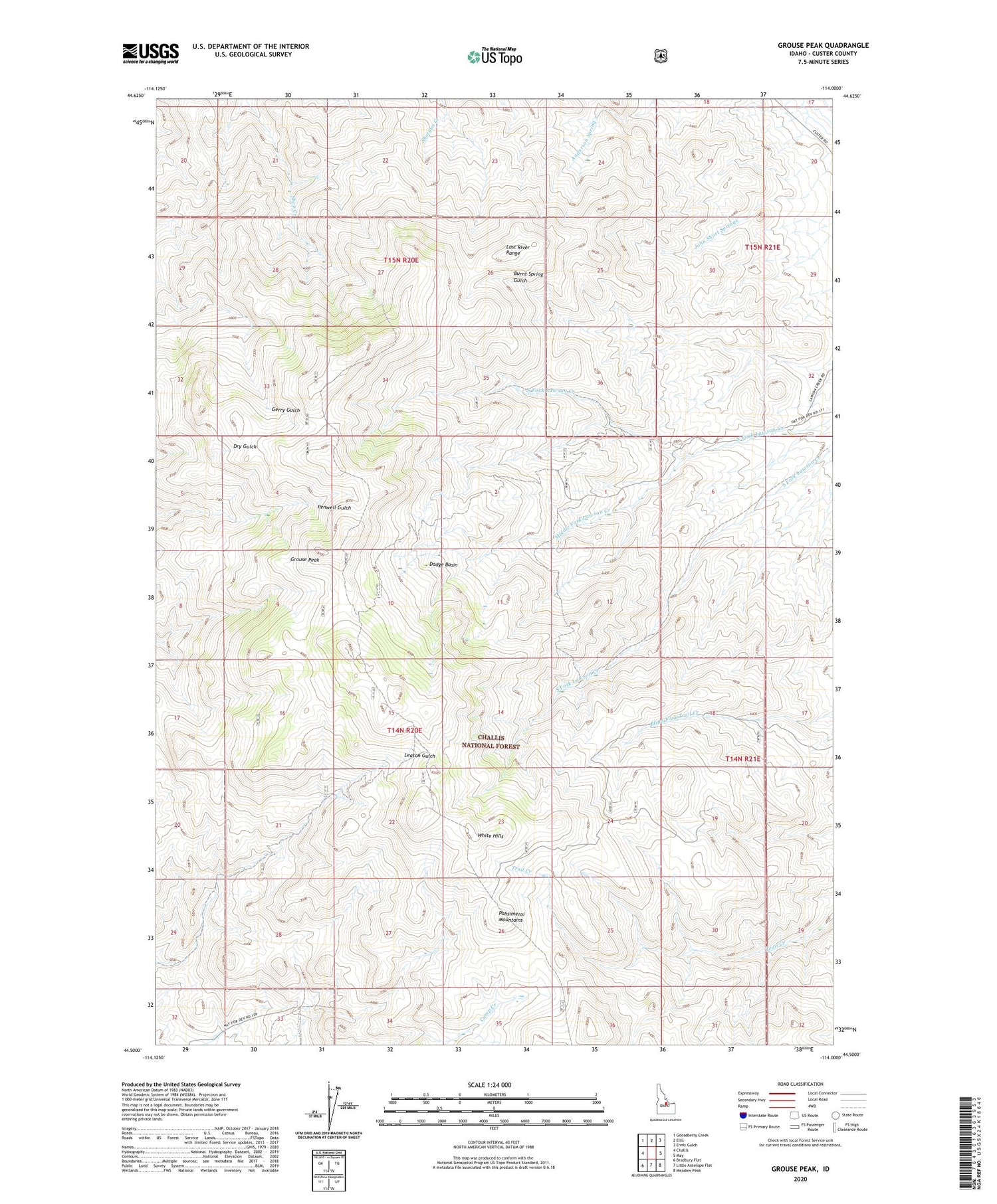 Grouse Peak Idaho US Topo Map Image