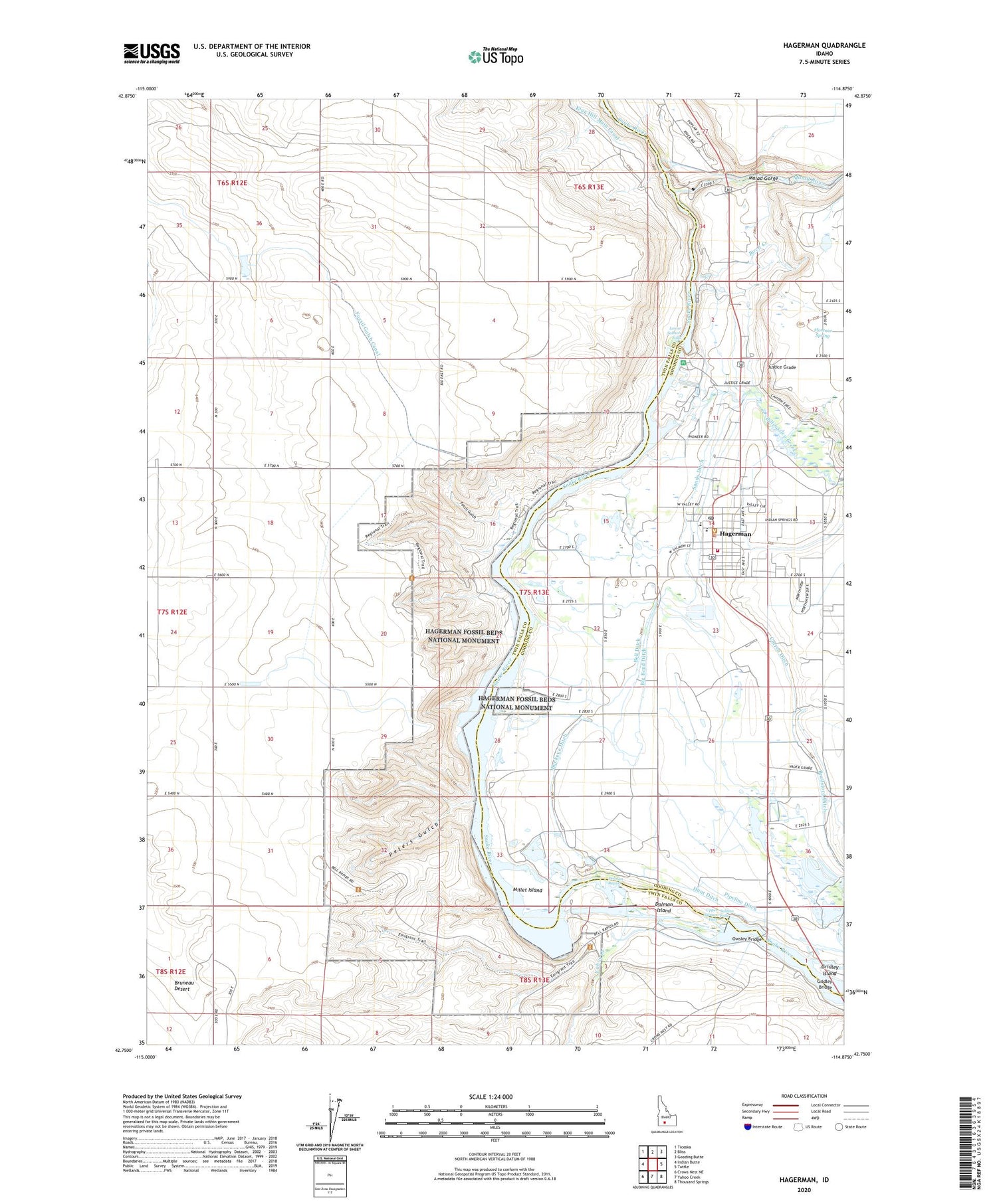 Hagerman Idaho US Topo Map Image