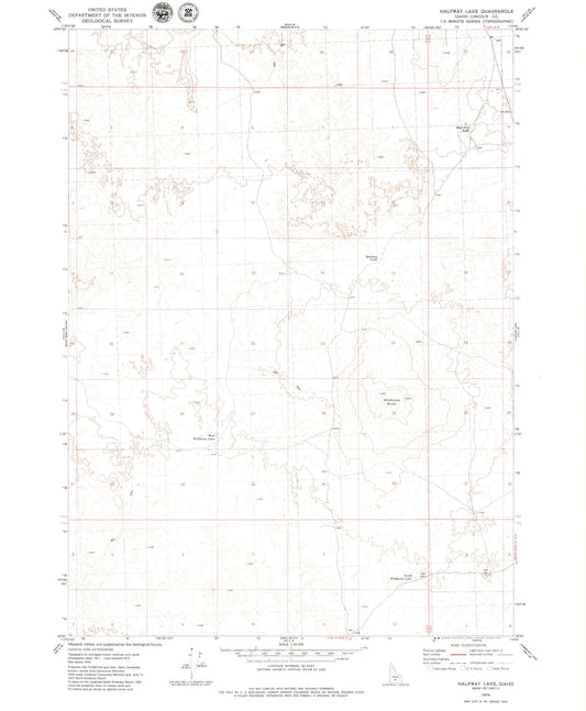 Classic USGS Halfway Lake Idaho 7.5'x7.5' Topo Map Image