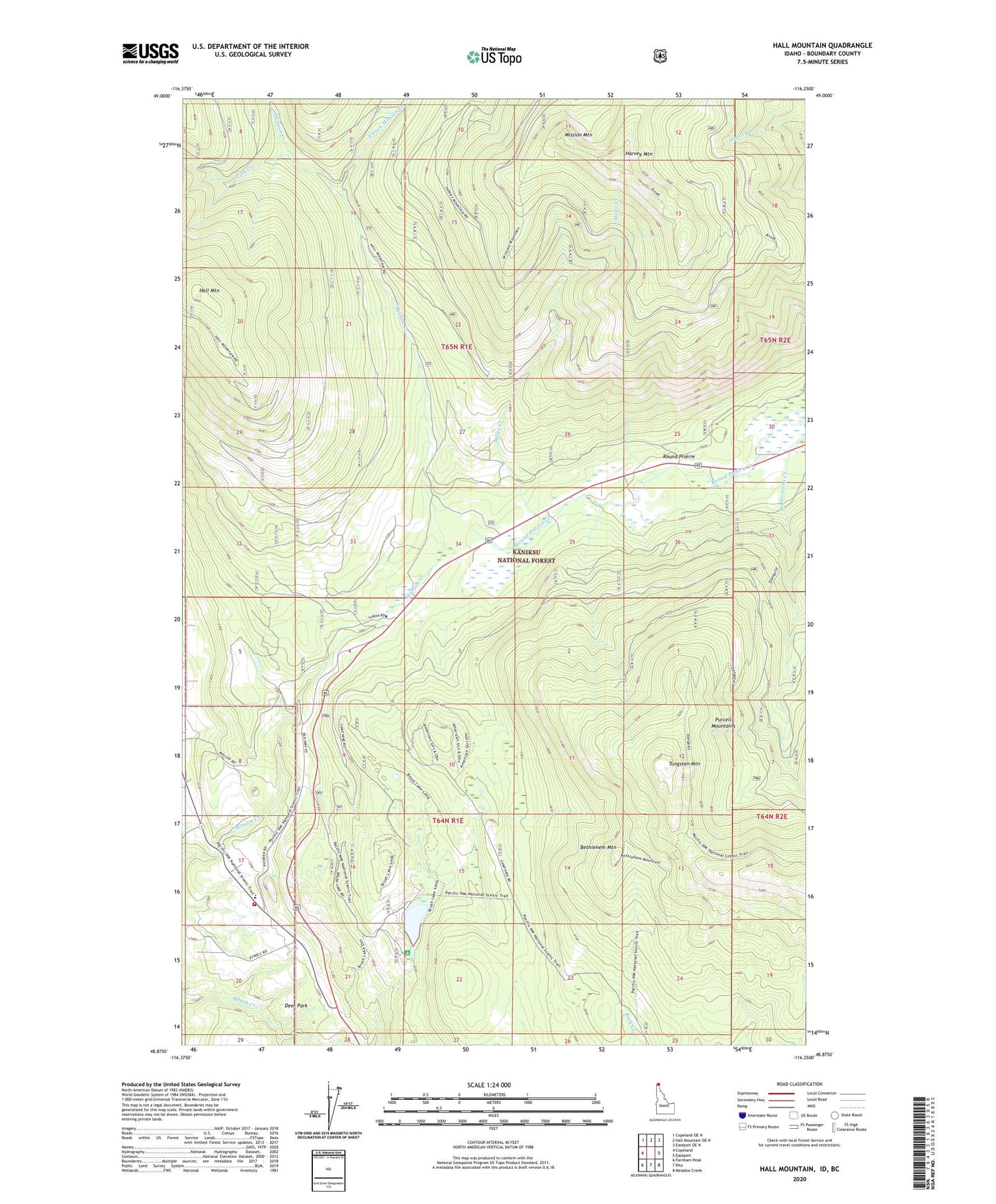 Hall Mountain Idaho US Topo Map Image
