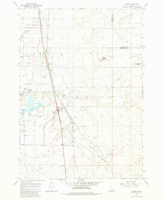 Classic USGS Hamer Idaho 7.5'x7.5' Topo Map Image