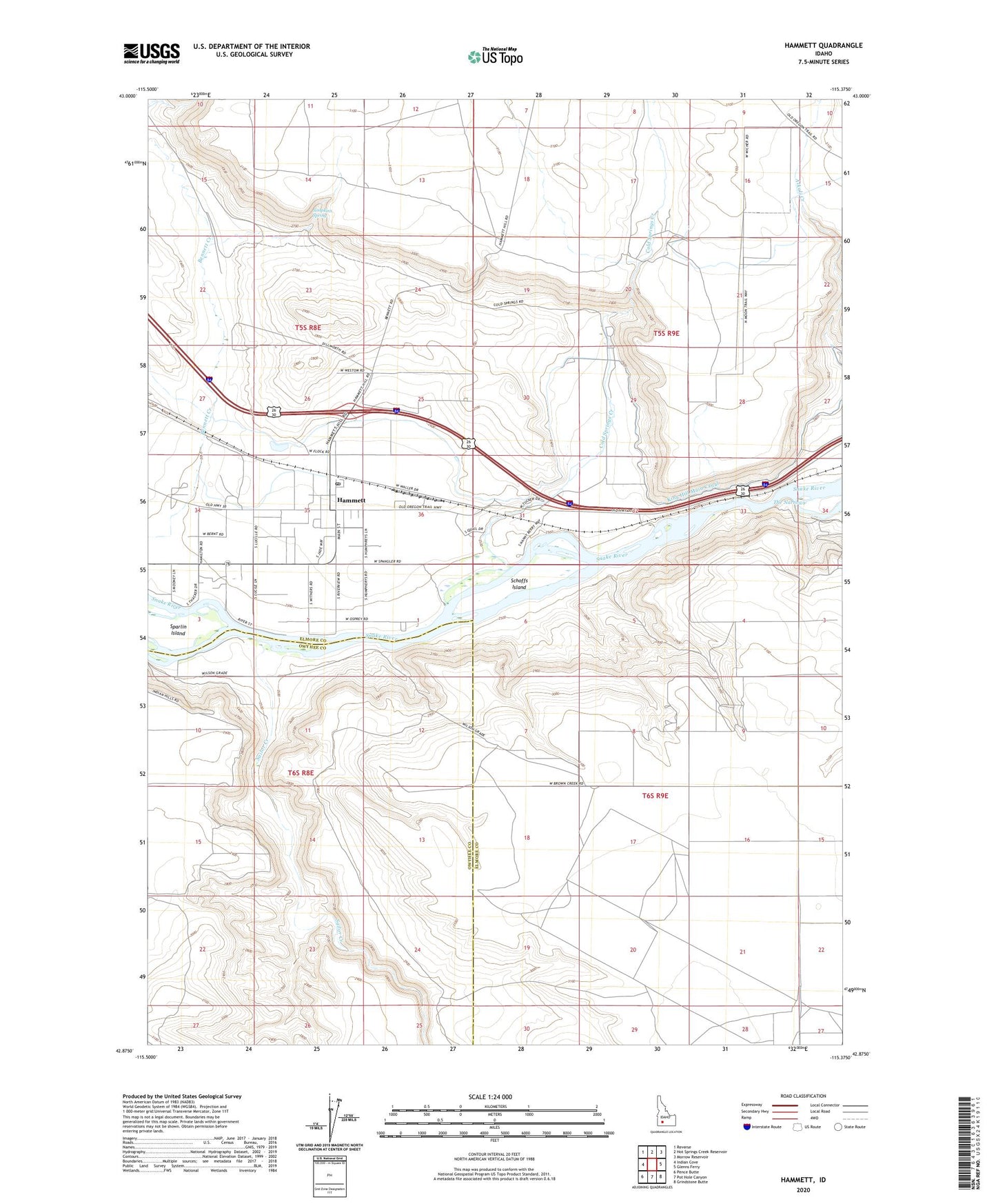 Hammett Idaho US Topo Map Image