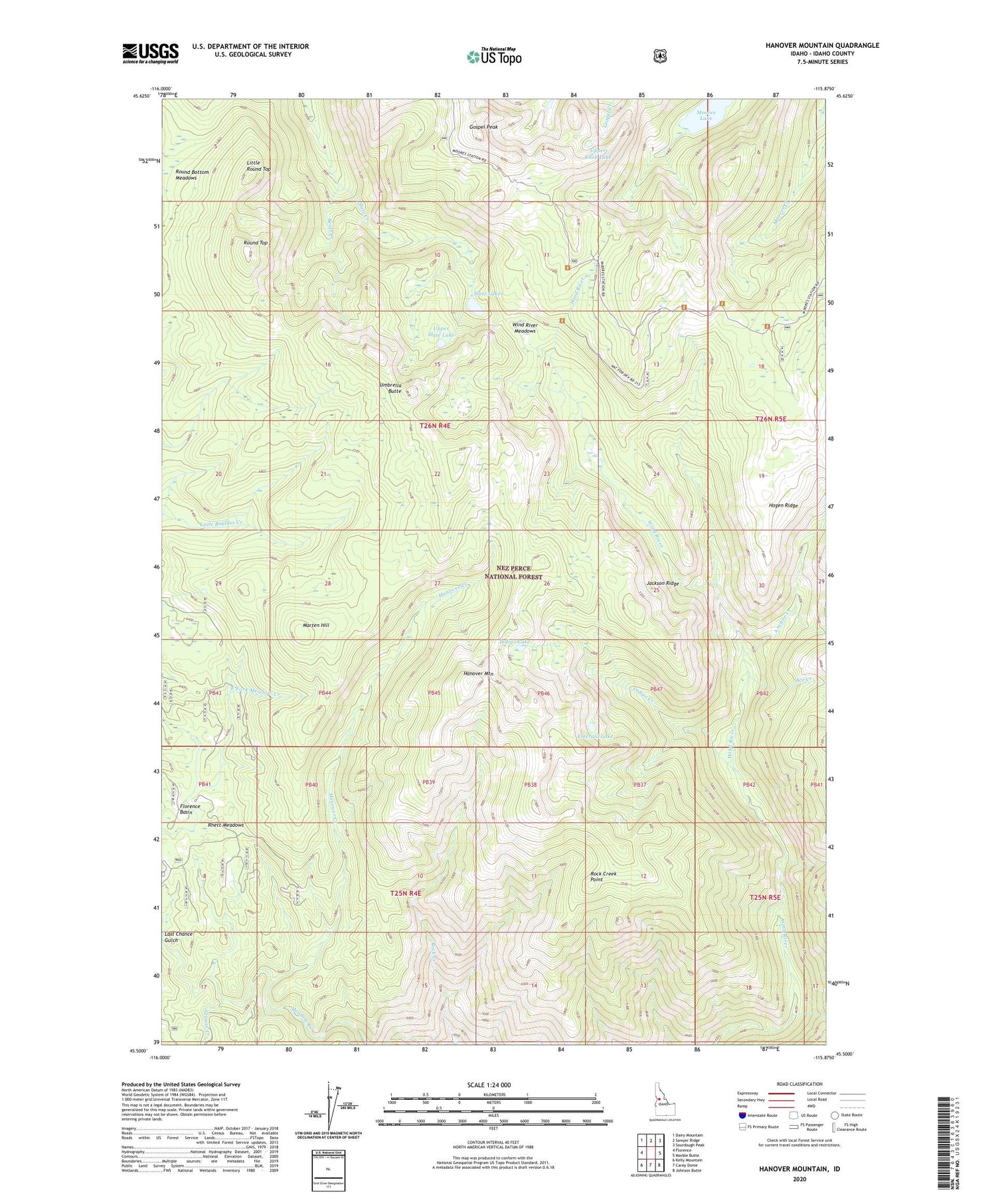 Hanover Mountain Idaho US Topo Map Image