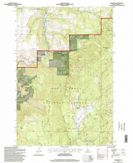 Classic USGS Harpster Idaho 7.5'x7.5' Topo Map Image