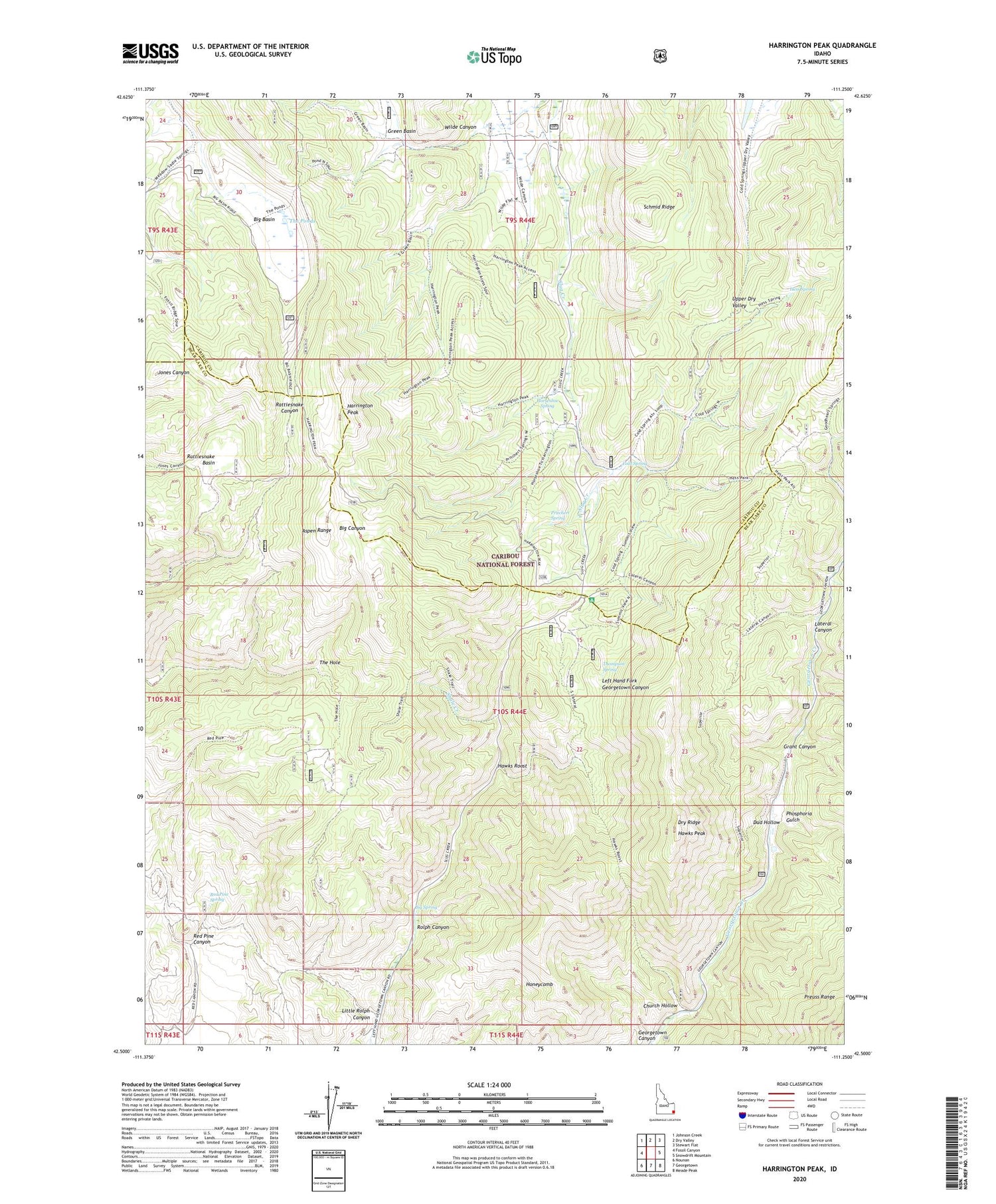 Harrington Peak Idaho US Topo Map Image