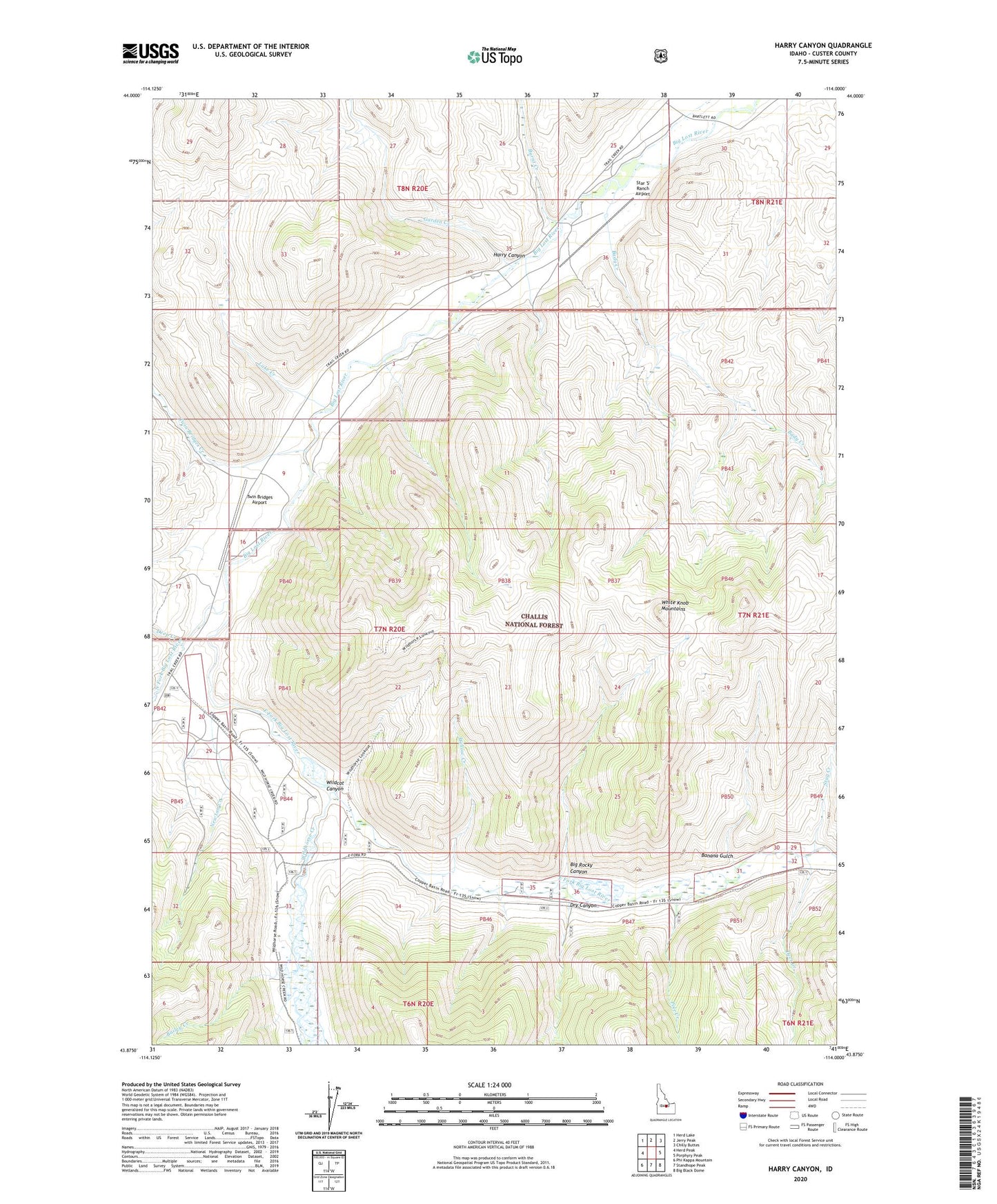 Harry Canyon Idaho US Topo Map Image