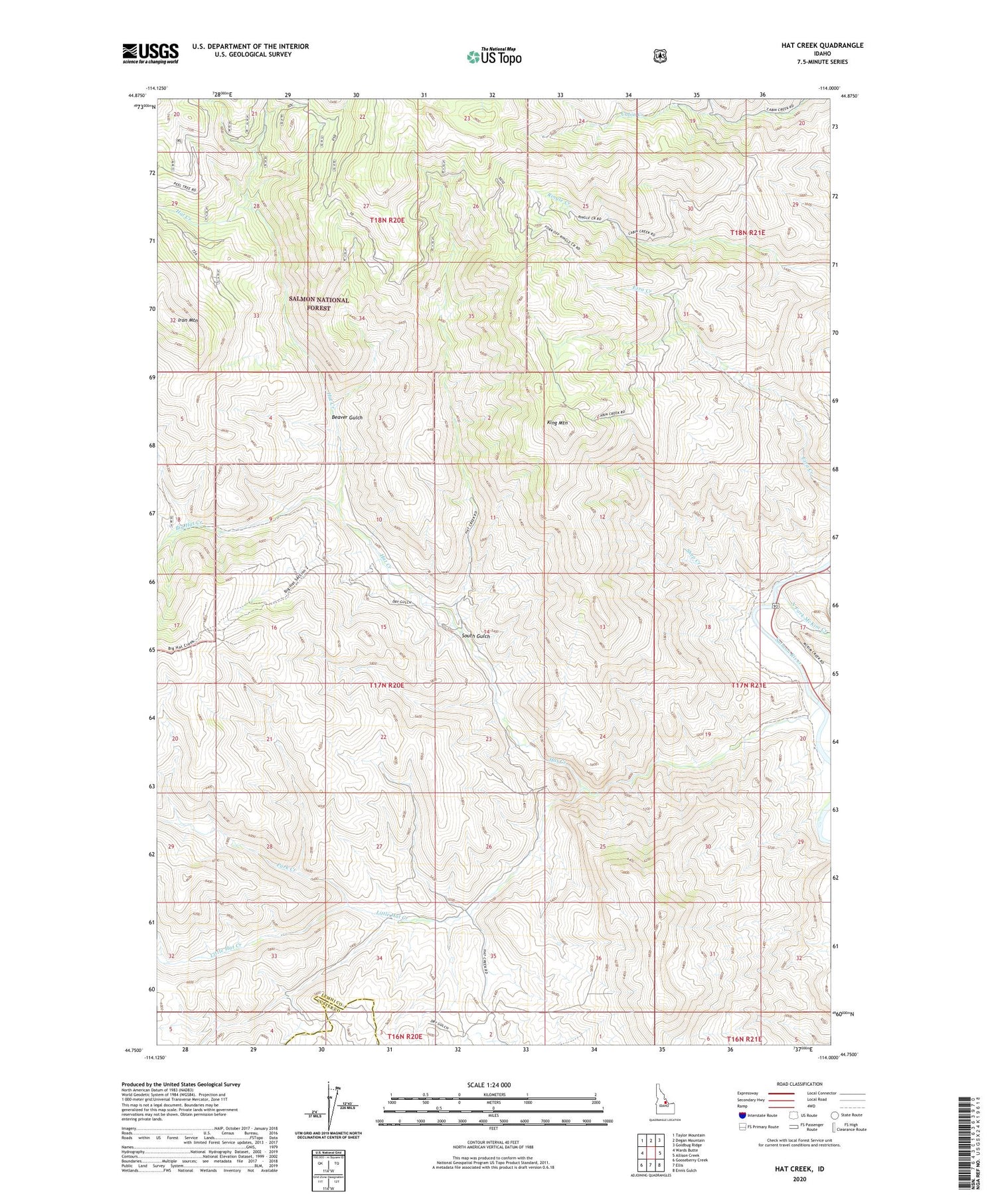 Hat Creek Idaho US Topo Map Image