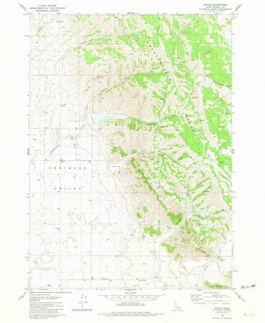 Classic USGS Hatch Idaho 7.5'x7.5' Topo Map Image