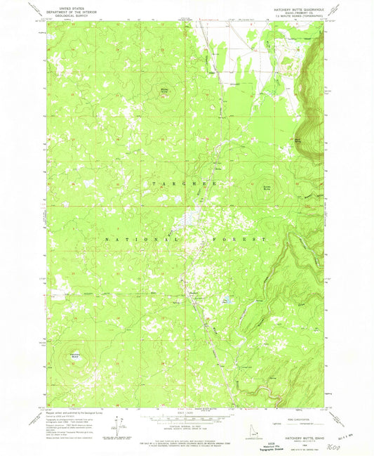 Classic USGS Hatchery Butte Idaho 7.5'x7.5' Topo Map Image
