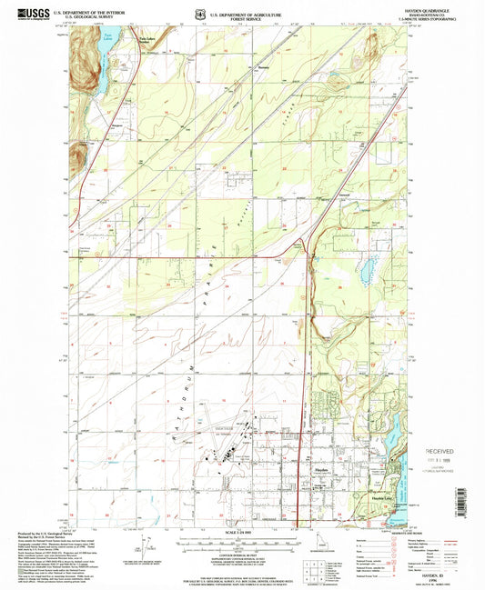 Classic USGS Hayden Idaho 7.5'x7.5' Topo Map Image