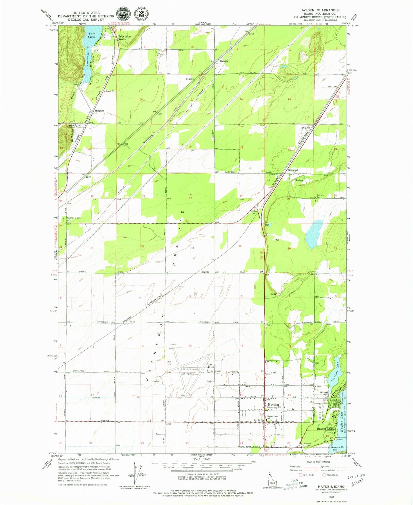 Classic USGS Hayden Idaho 7.5'x7.5' Topo Map Image