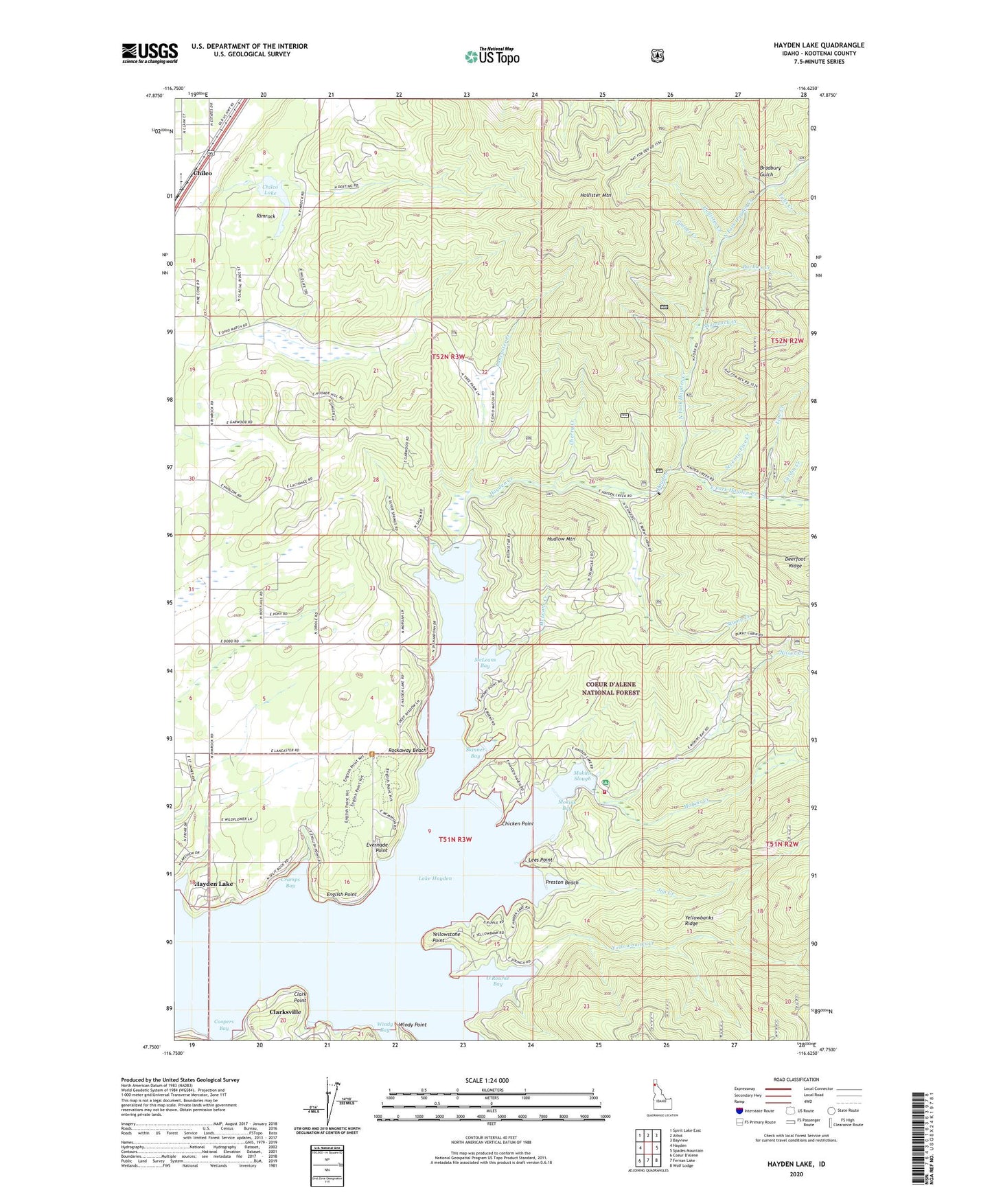 Hayden Lake Idaho US Topo Map Image