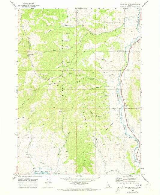 Classic USGS Haystack Mountain Idaho 7.5'x7.5' Topo Map Image