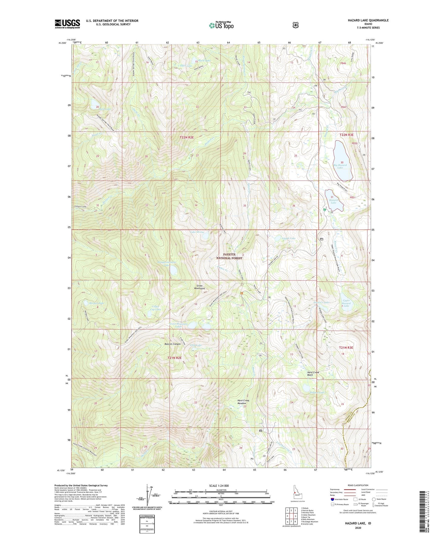 Hazard Lake Idaho US Topo Map Image