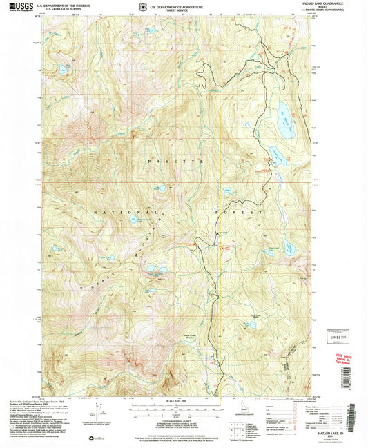 Classic USGS Hazard Lake Idaho 7.5'x7.5' Topo Map Image