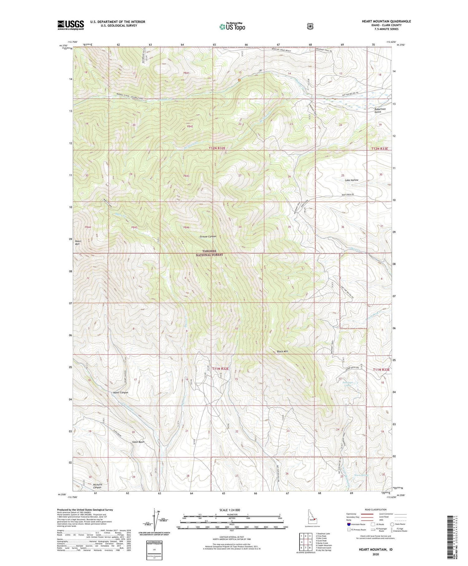 Heart Mountain Idaho US Topo Map Image