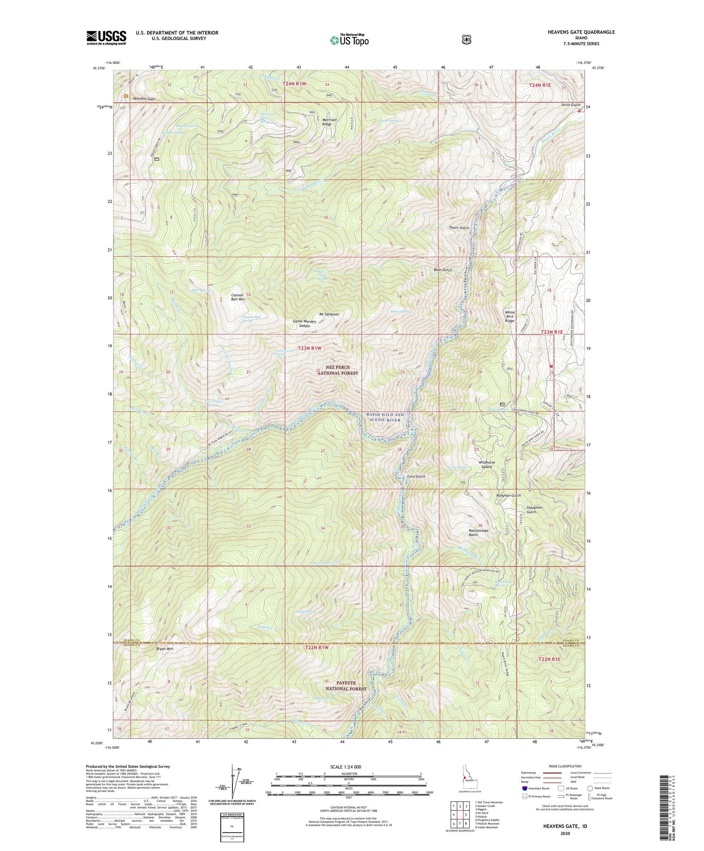 Heavens Gate Idaho US Topo Map Image