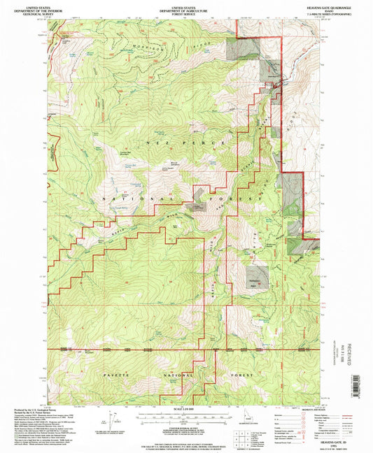 Classic USGS Heavens Gate Idaho 7.5'x7.5' Topo Map Image