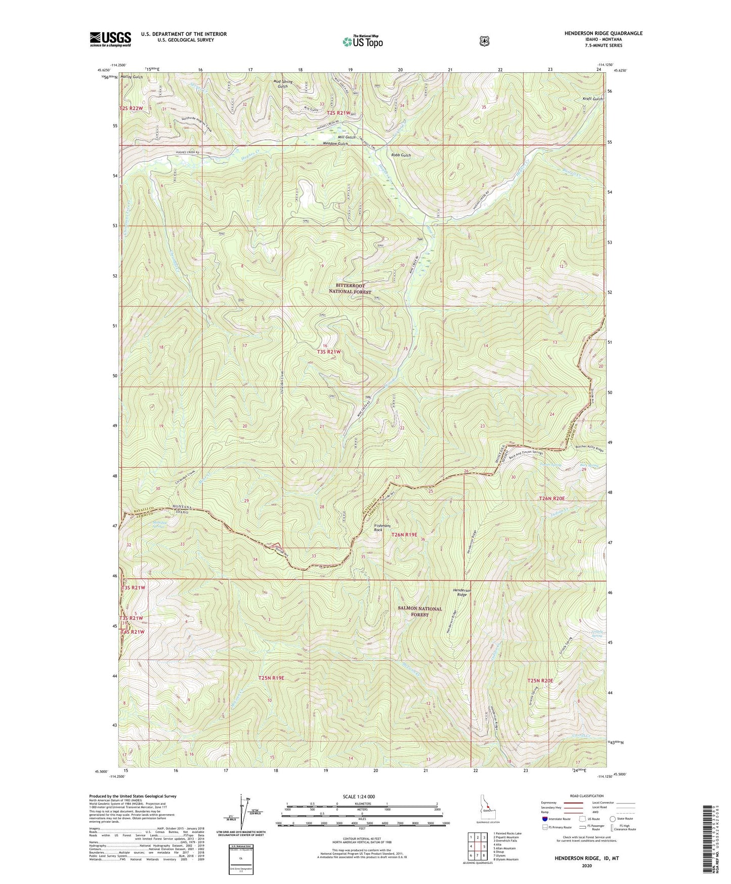 Henderson Ridge Idaho US Topo Map Image