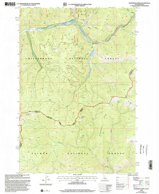 Classic USGS Henderson Ridge Idaho 7.5'x7.5' Topo Map Image