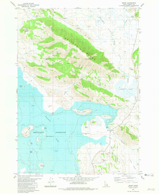 Classic USGS Henry Idaho 7.5'x7.5' Topo Map Image