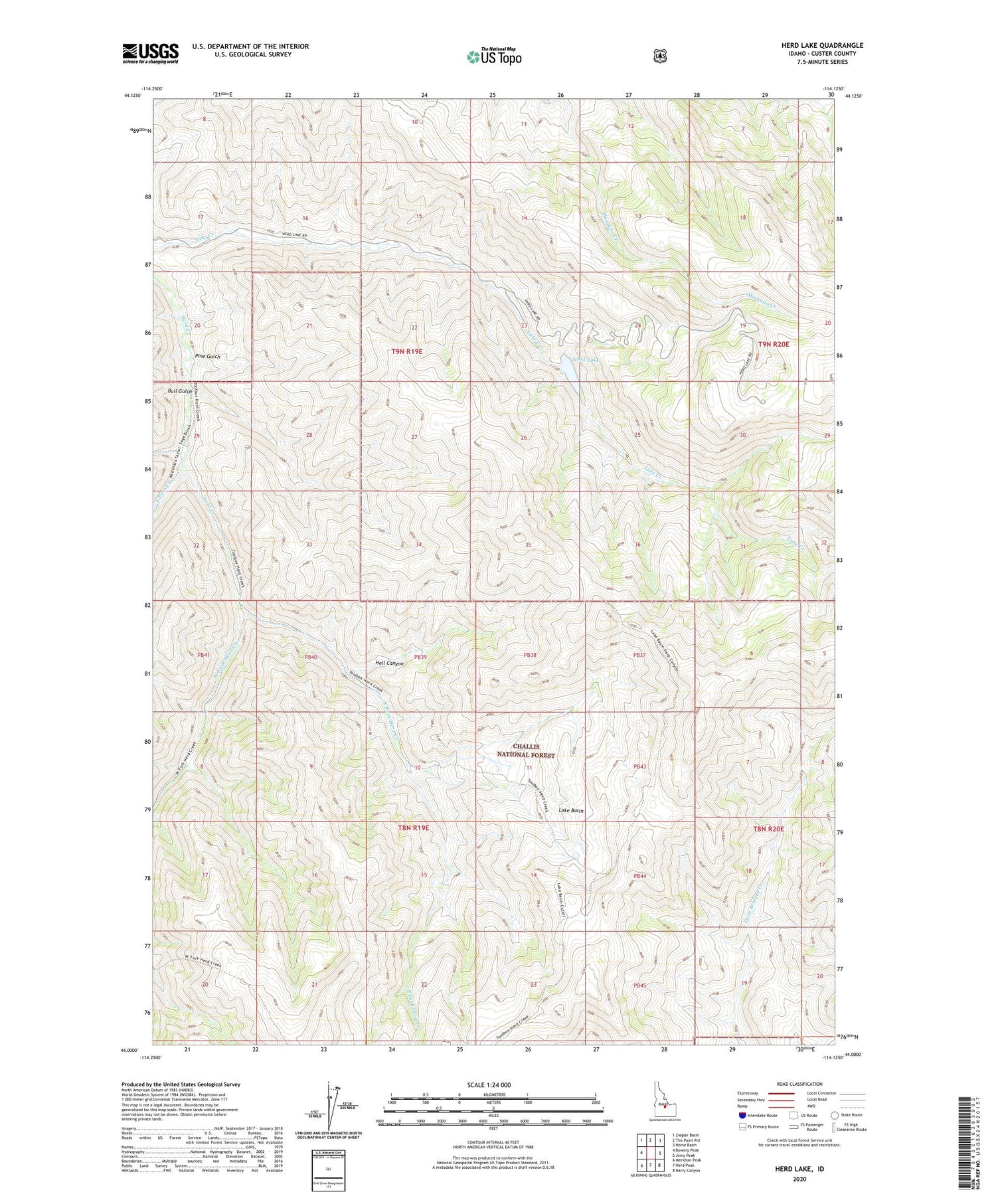 Herd Lake Idaho US Topo Map Image
