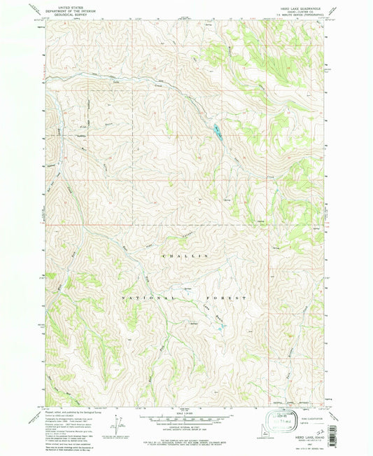 Classic USGS Herd Lake Idaho 7.5'x7.5' Topo Map Image