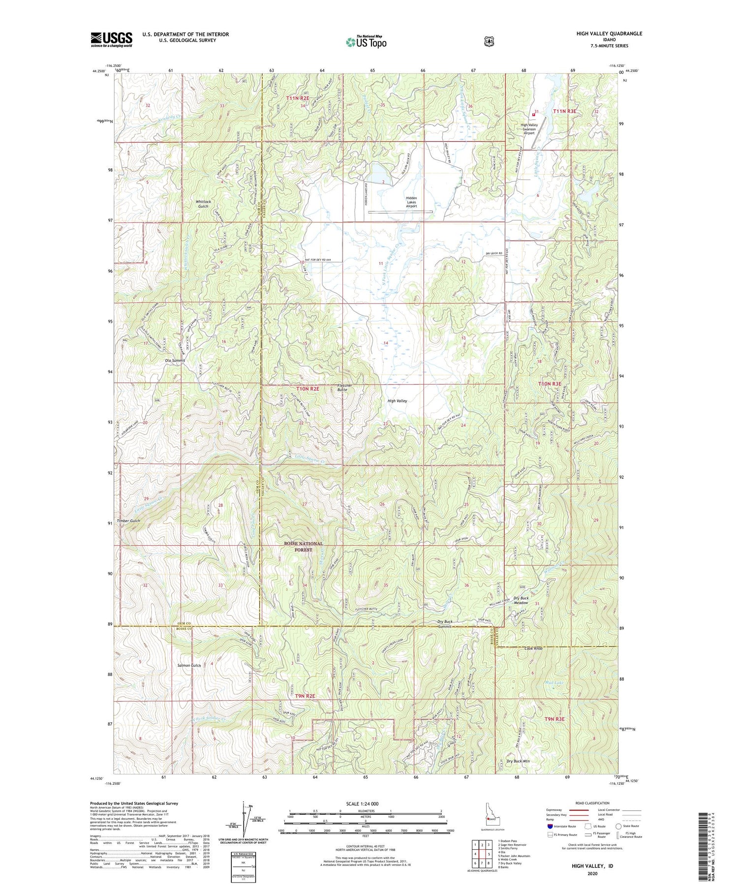 High Valley Idaho US Topo Map Image